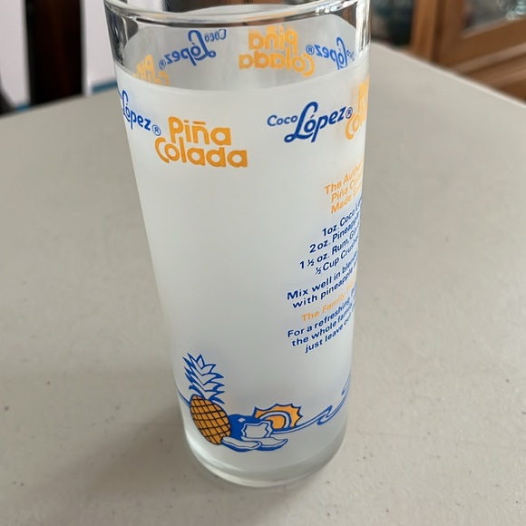 Vintage pina colada glass with recipe on back - Picture 2 of 7
